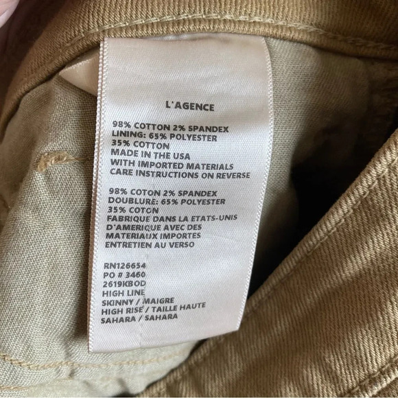 L'AGENCE High Line High Rise Skinny Destroyed Jeans in Sahara Size 26 - Picture 9 of 9